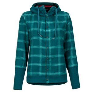 Marmot Stowe Heavyweight Flannel Hoodie Shirt – Deep Teal, L